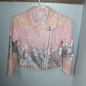 Disney Princess Size 7/8 Moto Style Ombré Sequinned Double Breasted Ja…